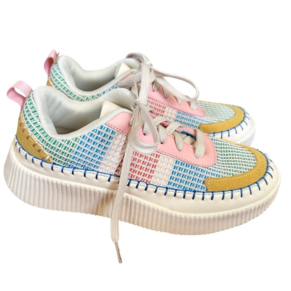 Nicole Miller New York BRITA Bright Multi Size 8.5 Lace Up Sneakers